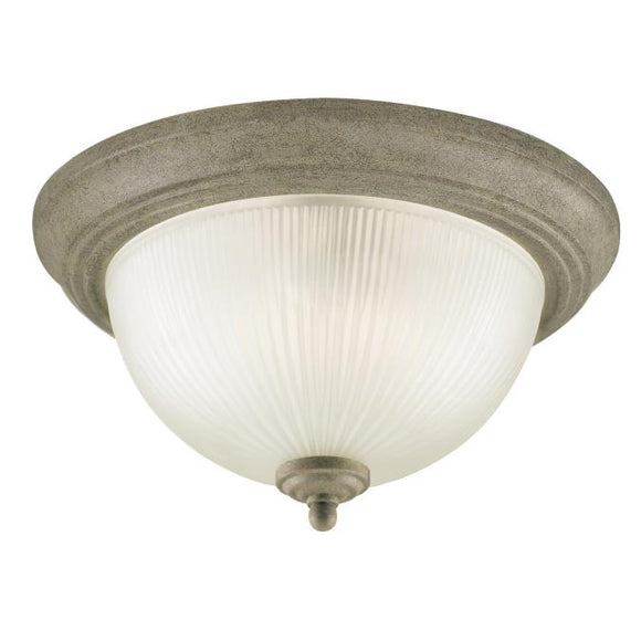 Westinghouse 6436100 13 inch Two Light Flush Mount Ceiling Fixture, Cobblestone Finish, Frosted Ribbed Glass