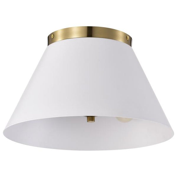 Satco 60/7418 Dover - 2 Light - Small Flush Mount - White with Vintage Brass