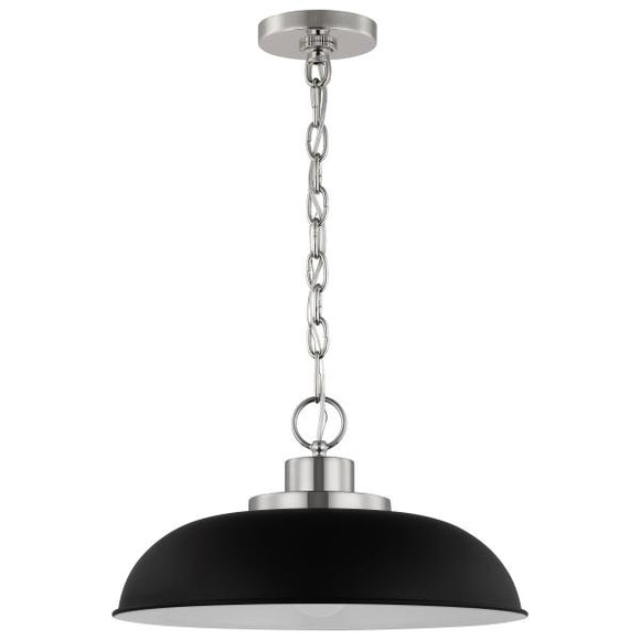 Satco 60/7482 Colony - 1 Light - Small Pendant - Matte Black with Polished Nickel