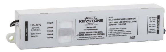 KTLD-25-UV-PS450-54-VDIM-LP2 Keystone Power Field-Select LED Driver - 25W 300/350/400/450mA Dimmable