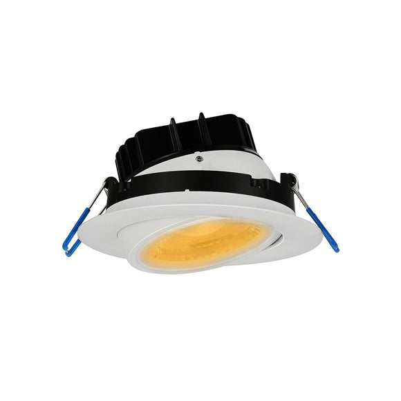 Lotus LED Lights LL4G-3018K-HO-WH - 4 Inch Round Eyeball Gimbal LED Downlight - 15 Watt - High Output - Dim to Warm - White Trim