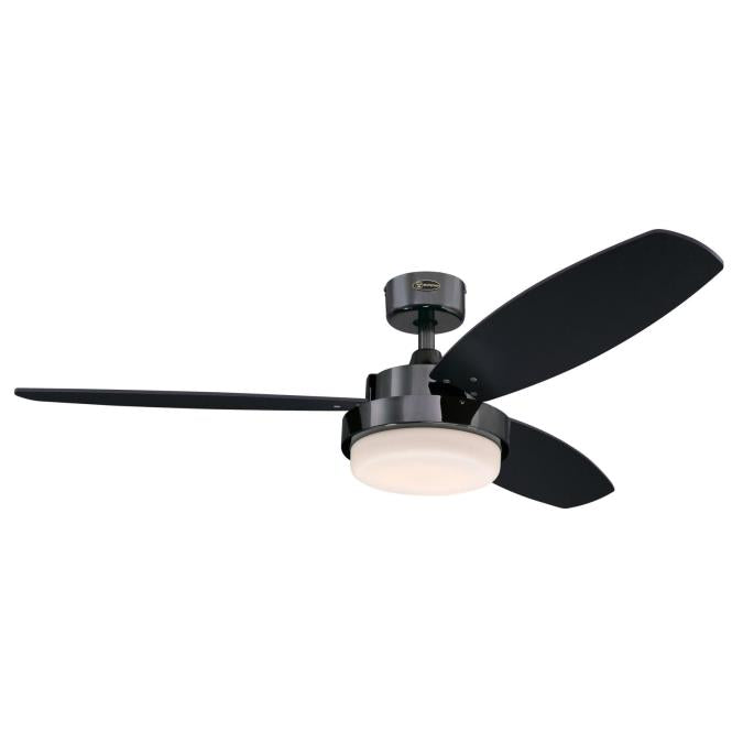 Westinghouse 7220300 Indoor Ceiling Fan with Dimmable LED Light Kit, 52 inch, Gun Metal Finish,Reversible Blades, Opal Frosted Glass