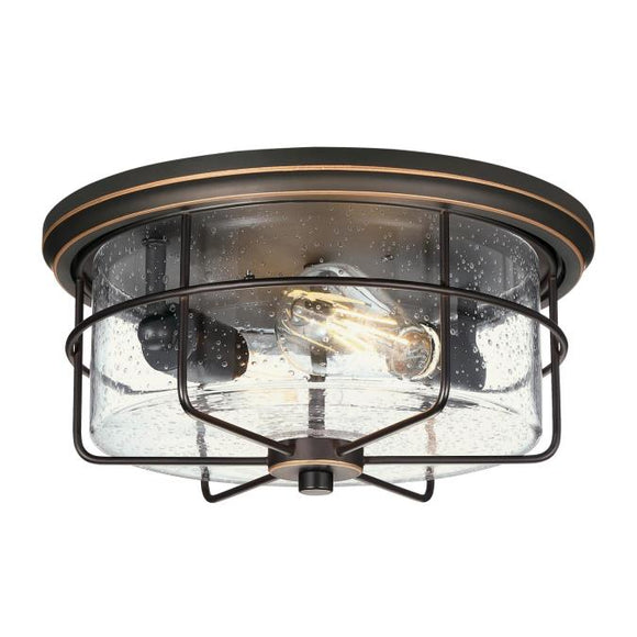 Westinghouse 6121800 12-3/4 in. Rosella 2 Light Flush, Black-Bronze Finish with Highlights