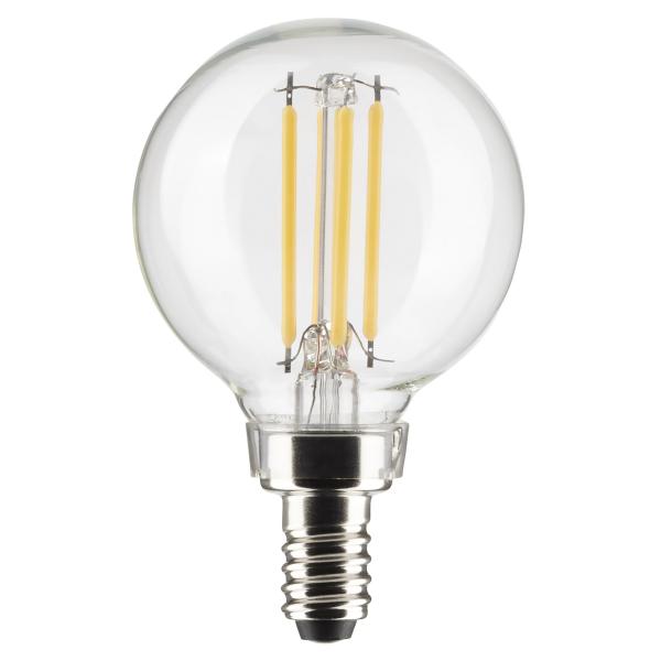 Satco S21813 - 5.5 Watt G16.5 LED - Clear - Candelabra Base - 2700K - 500 Lumens - 120 Volt - 2-Pack