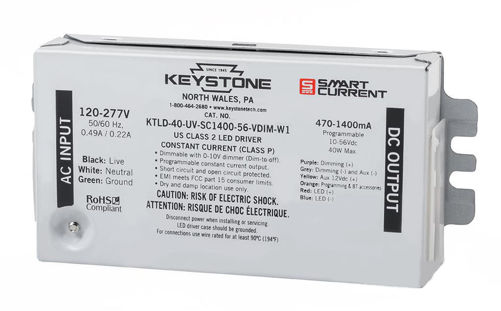 Keystone KTLD-40-UV-SC1400-56-VDIM-W1 LED Driver - 40W - 120-277V Inpu ...