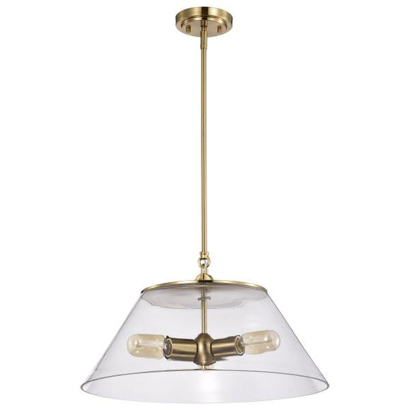 Satco 60/7416 Dover - 3 Light - Large Pendant - Vintage Brass with Clear Glass