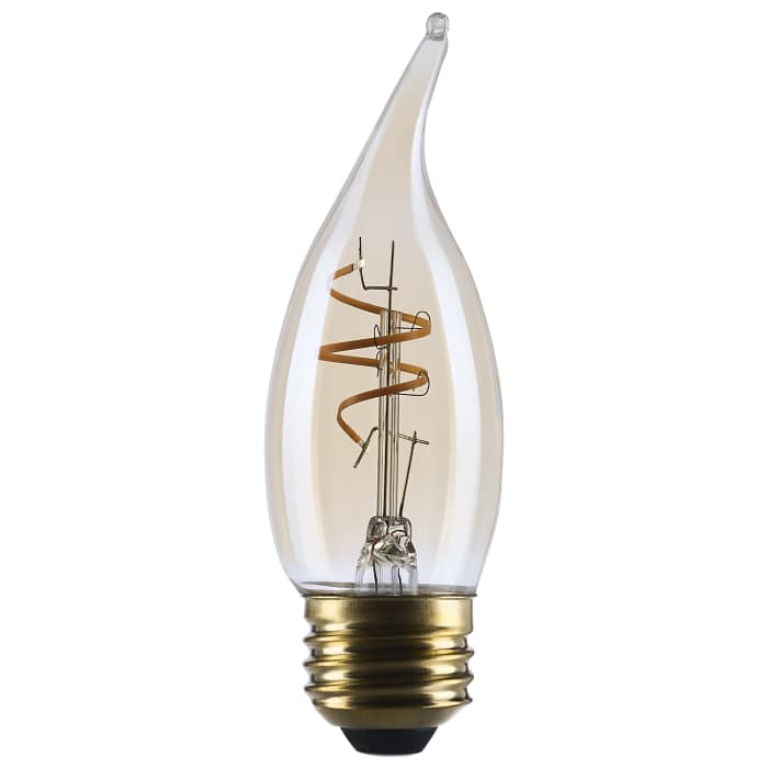 SATCO S14224 3.5W CA11 LED Amber Coil Filament Bulb, 2000K, E26, Dimmable