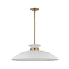 Satco 60/7465 Perkins - 1 Light - Large Pendant - Matte White with Burnished Brass