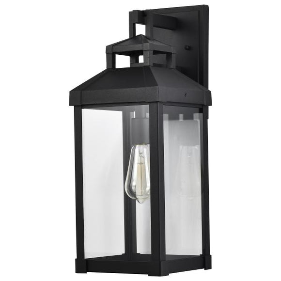 Satco 60/7372 Corning - 1 Light Large Wall Lantern - Matte Black with Clear Glass