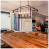 Candle-style bulbs in a dining room chandelier