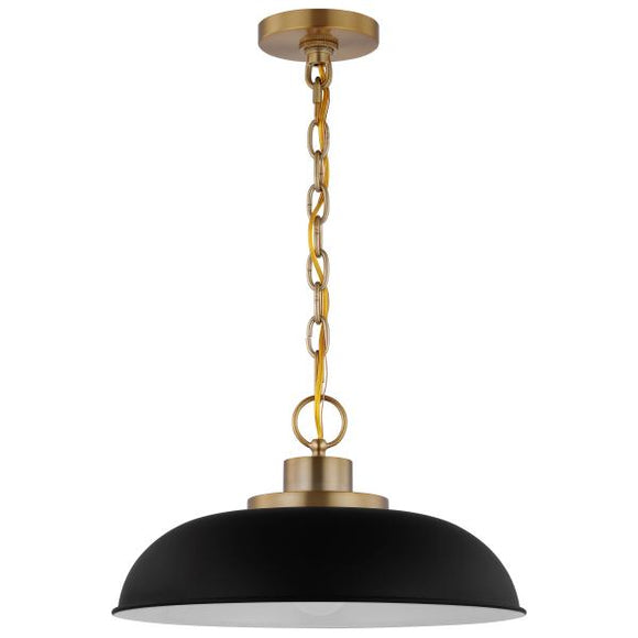 Satco 60/7481 Colony - 1 Light - Small Pendant - Matte Black with Burnished Brass