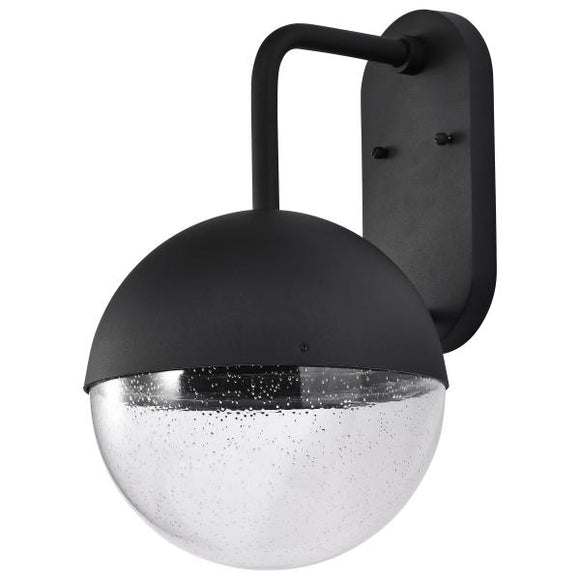 Satco 62/1618 Atmosphere - 10W LED - Large Wall Lantern - Matte Black with Clear Seeded Glass