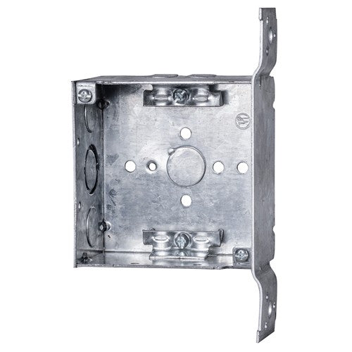 M218W 4" x 4" x 2-1/8" Welded Metal Box With Concentric 1/2" & 3/4" Knockouts, MC Clamp, and Side Bracket