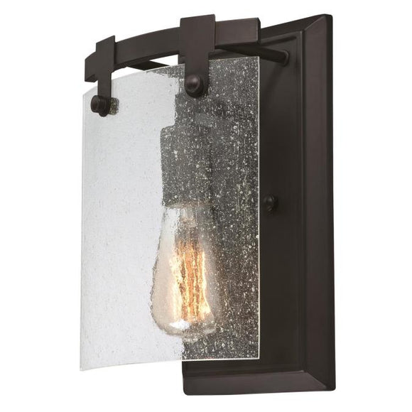 Westinghouse 6352300 One Light Wall Fixture, Oil Rubbed Bronze Finish, Clear Seeded Glass