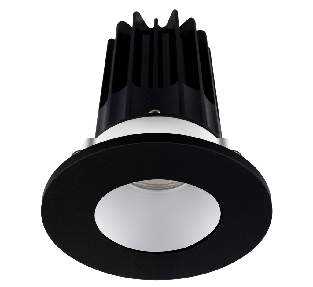 2 Inch Recessed LED Downlight - 8 Watt - 3000 Kelvin - 600 Lumen - Alzak Reflector - Round Black Trim - 38 Degree Beam Angle - Type IC Damp - Air-Tight - Energy Star - T24 - CRI 90+