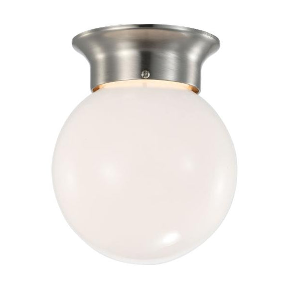 Satco 62/1565 8 Watt - 6 inch - LED Flush Mount Fixture - 3000K - Dimmable - Brushed Nickel - Frosted Glass