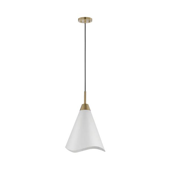 Satco 60/7477 Tango - 1 Light - Large Pendant - Matte White with Burnished Brass