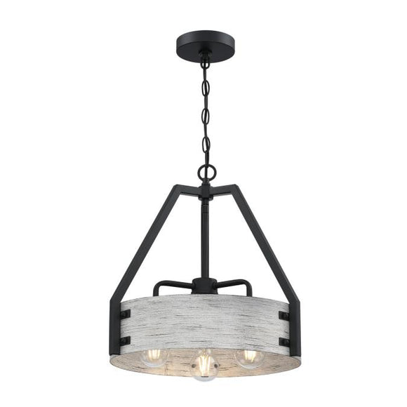 Westinghouse 6125900 Callowhill 3 Light Chandelier, Matte Black and Antique Ash Finish