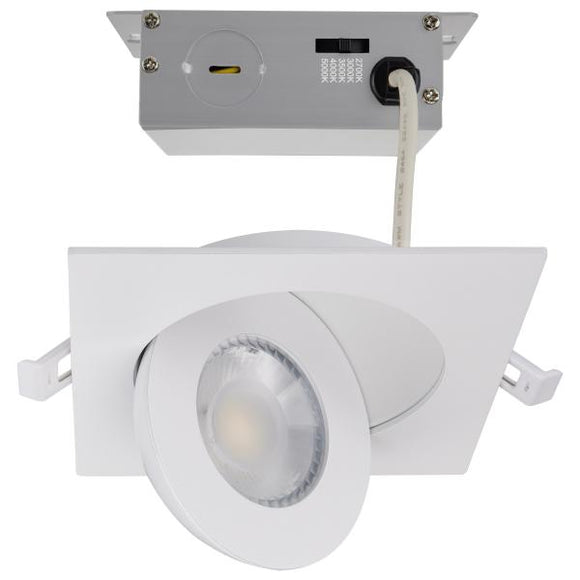 Satco S11841 9 Watt - CCT Selectable - LED Direct Wire Downlight - Gimbaled - 4 Inch Square - Remote Driver - White