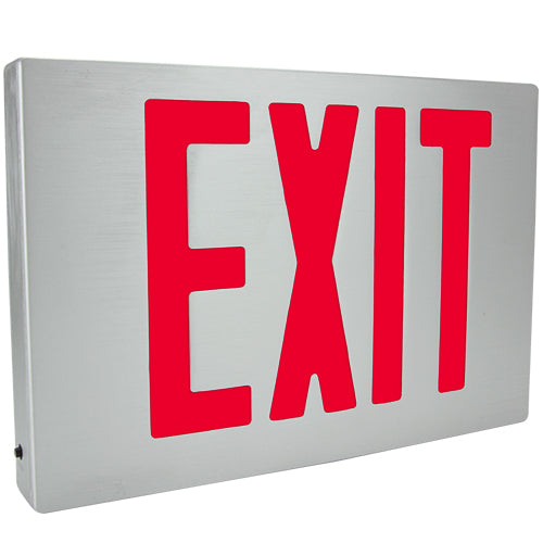 Exitronix 400U-8-WB-WW - Universal Die Cast Aluminum EXIT sign - 8 inch Red Letters - NiCad Battery - White Enclosure W/White Face