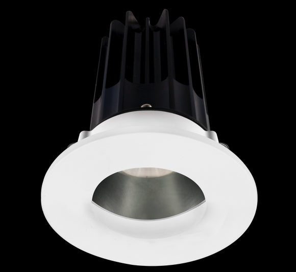 2 Inch Recessed LED Downlight - 8 Watt - 4000 Kelvin - 620 Lumen - Chrome Reflector - Round Wall Wash Trim - 38 Degree Beam Angle - Type IC Damp - Air-Tight - Energy Star - T24 - CRI 90+