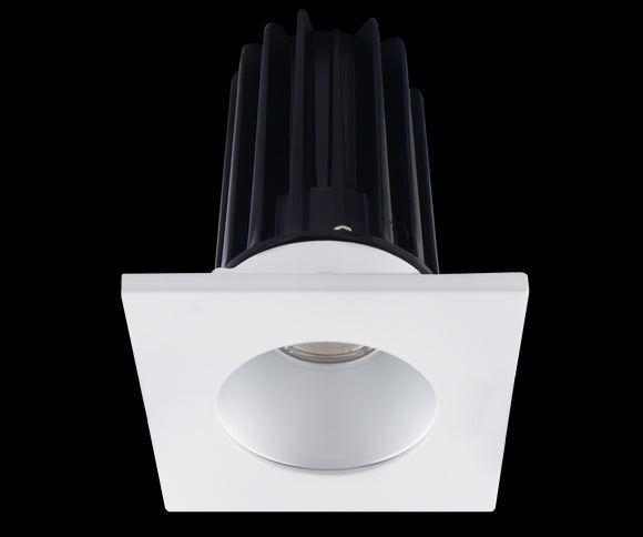 2 Inch Recessed LED Downlight - 8 Watt - 2700 Kelvin - 580 Lumen - Alzak Reflector - Square White Trim - 38 Degree Beam Angle - Type IC Damp - Air-Tight - Energy Star - T24 - CRI 90+