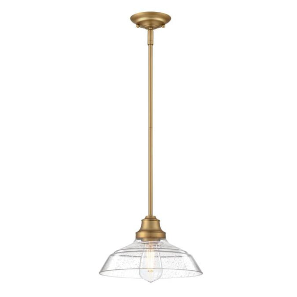 Westinghouse 6132400 - 1Lt Pend Brushed Brass w/Clear Seeded Glass