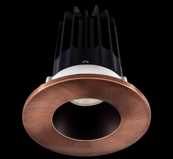 2 Inch Recessed LED Downlight - 8 Watt - 3000 Kelvin - 600 Lumen - Bronze Reflector - Round Copper Trim - 38 Degree Beam Angle - Type IC Damp - Air-Tight - Energy Star - T24 - CRI 90+