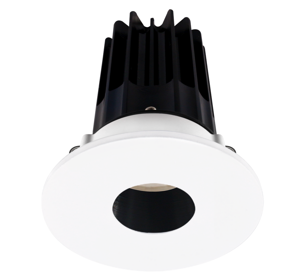 2 Inch Recessed LED Downlight - 8 Watt - 3000 Kelvin - 600 Lumen - Black Reflector - Round Pinhole Trim - 38 Degree Beam Angle - Type IC Damp - Air-Tight - Energy Star - T24 - CRI 90+