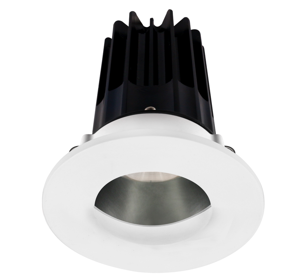 2 Inch Recessed LED Downlight - 8 Watt - 2700 Kelvin - 580 Lumen - Chrome Reflector - Round Wall Wash Trim - 38 Degree Beam Angle - Type IC Damp - Air-Tight - Energy Star - T24 - CRI 90+
