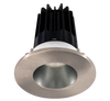 2 Inch Recessed LED Downlight - 8 Watt - 3000 Kelvin - 600 Lumen - Chrome Reflector - Round Brushed Nickel Trim - 38 Degree Beam Angle - Type IC Damp - Air-Tight - Energy Star - T24 - CRI 90+