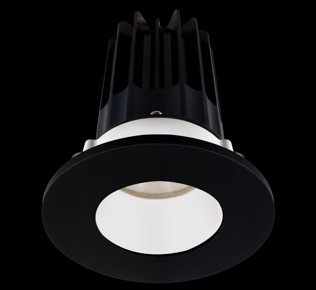 2 Inch Recessed LED Downlight - 8 Watt - 4000 Kelvin - 620 Lumen - White Reflector - Round Black Trim - 38 Degree Beam Angle - Type IC Damp - Air-Tight - Energy Star - T24 - CRI 90+