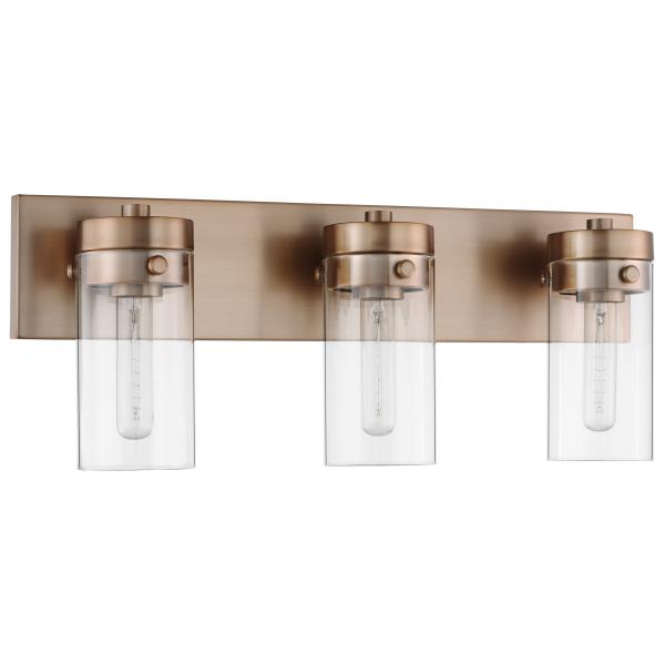 Satco 60/7533 Intersection - 3 Light - Vanity - Burnished Brass with Clear Glass