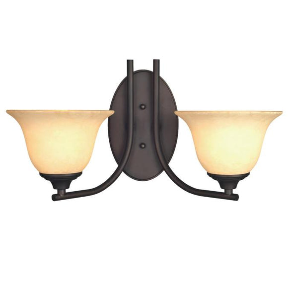 Westinghouse 6222100 Two Light Wall Fixture, Oil Rubbed Bronze Finish, Burnt Scavo Glass