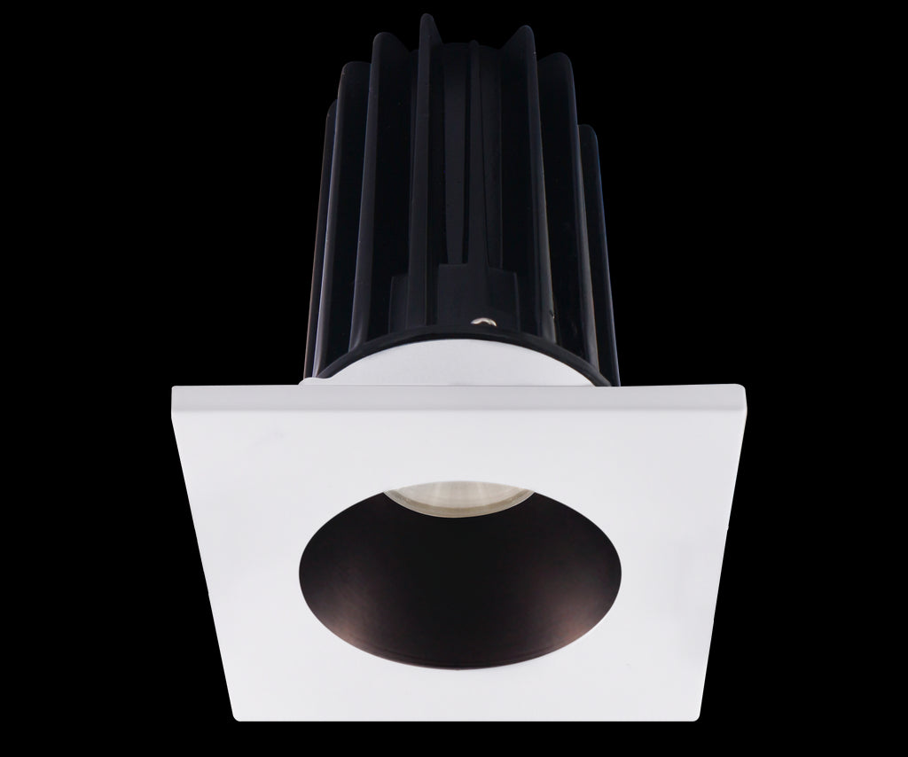 Lotus LED 2 Inch Square Recessed LED 15 Watt High Output Designer Series - 3000 Kelvin - 24 Degree Beam Spread - Bronze Reflector - Trim White