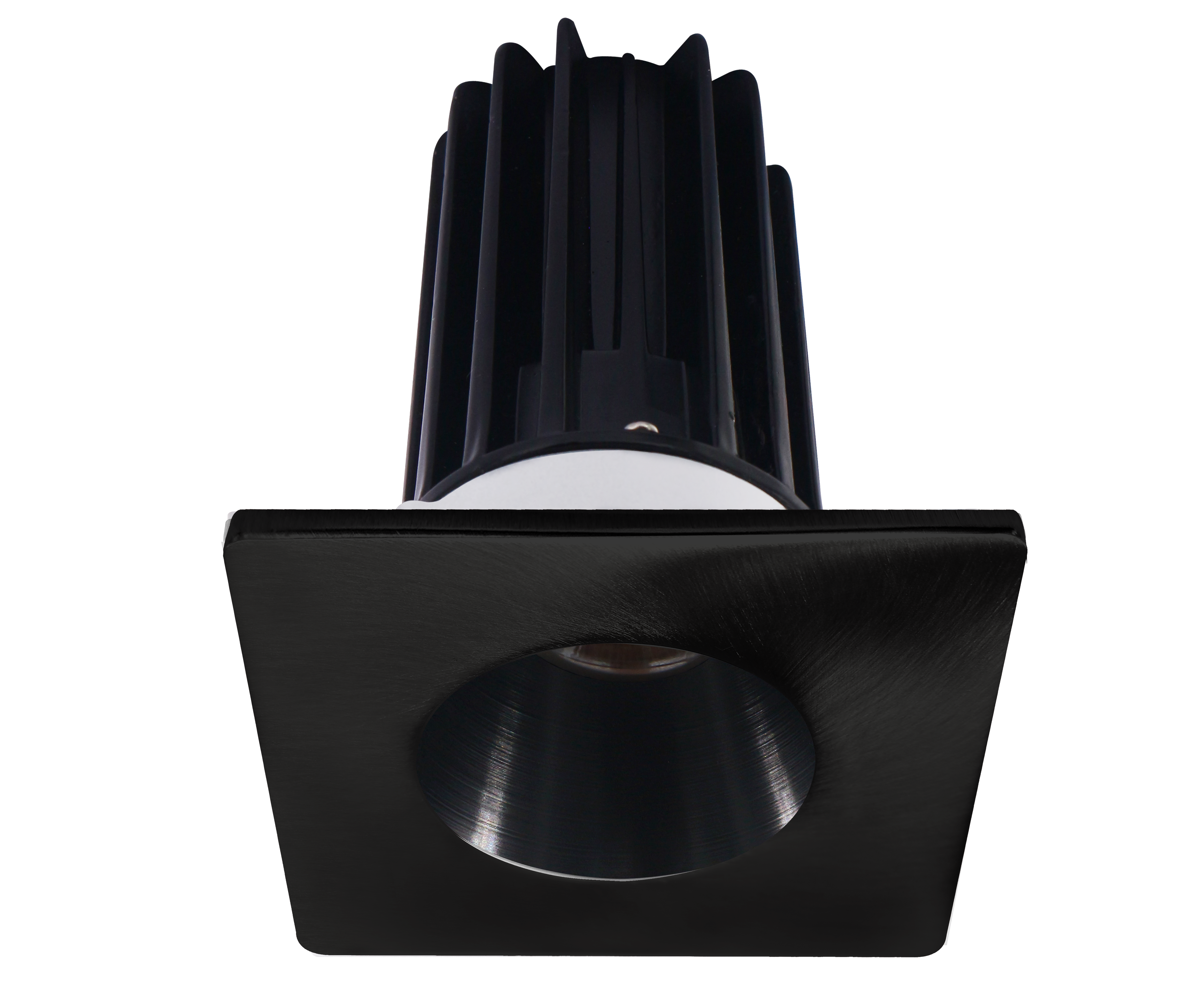 2 Inch Recessed LED Downlight - 8 Watt - 2700 Kelvin - 580 Lumen - Black Reflector - Square Black Trim - 38 Degree Beam Angle - Type IC Damp - Air-Tight - Energy Star - T24 - CRI 90+
