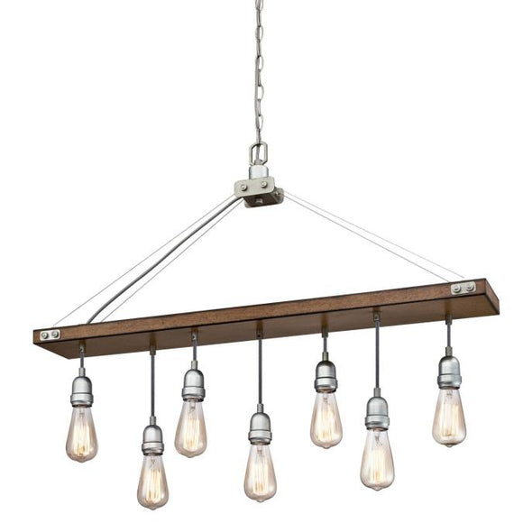 Westinghouse 6351500 Seven Light Chandelier, Barnwood Finish with Galvanized Steel Accents