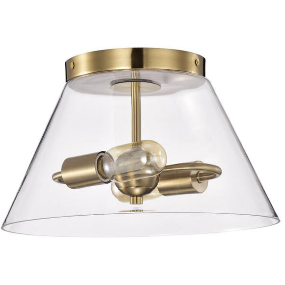 Satco 60/7419 Dover - 2 Light - Small Flush Mount - Vintage Brass with Clear Glass
