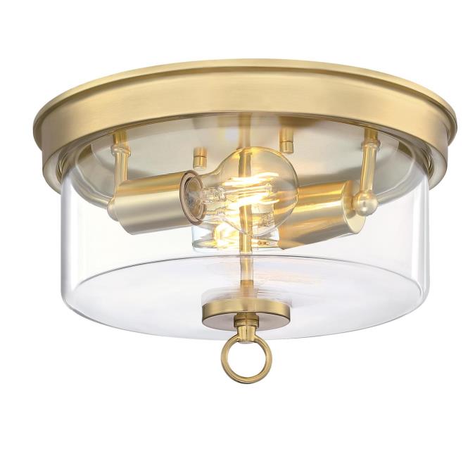 Westinghouse 6128600 12 in. Lebanon 2 Light Flush, Champagne Brass Finish
