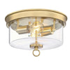 Westinghouse 6128600 12 in. Lebanon 2 Light Flush, Champagne Brass Finish