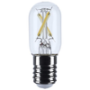 Clear tubular LED filament bulb with intermediate screw base, unlit