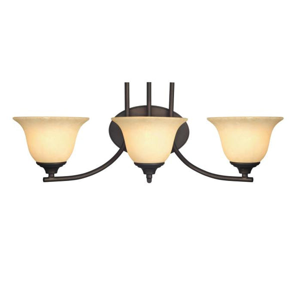 Westinghouse 6222200 Three Light Wall Fixture, Oil Rubbed Bronze Finish, Burnt Scavo Glass