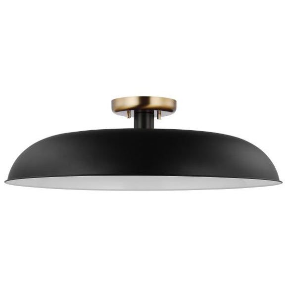 Satco 60/7497 Colony - 1 Light - Large Semi-Flush Mount Fixture - Matte Black with Burnished Brass