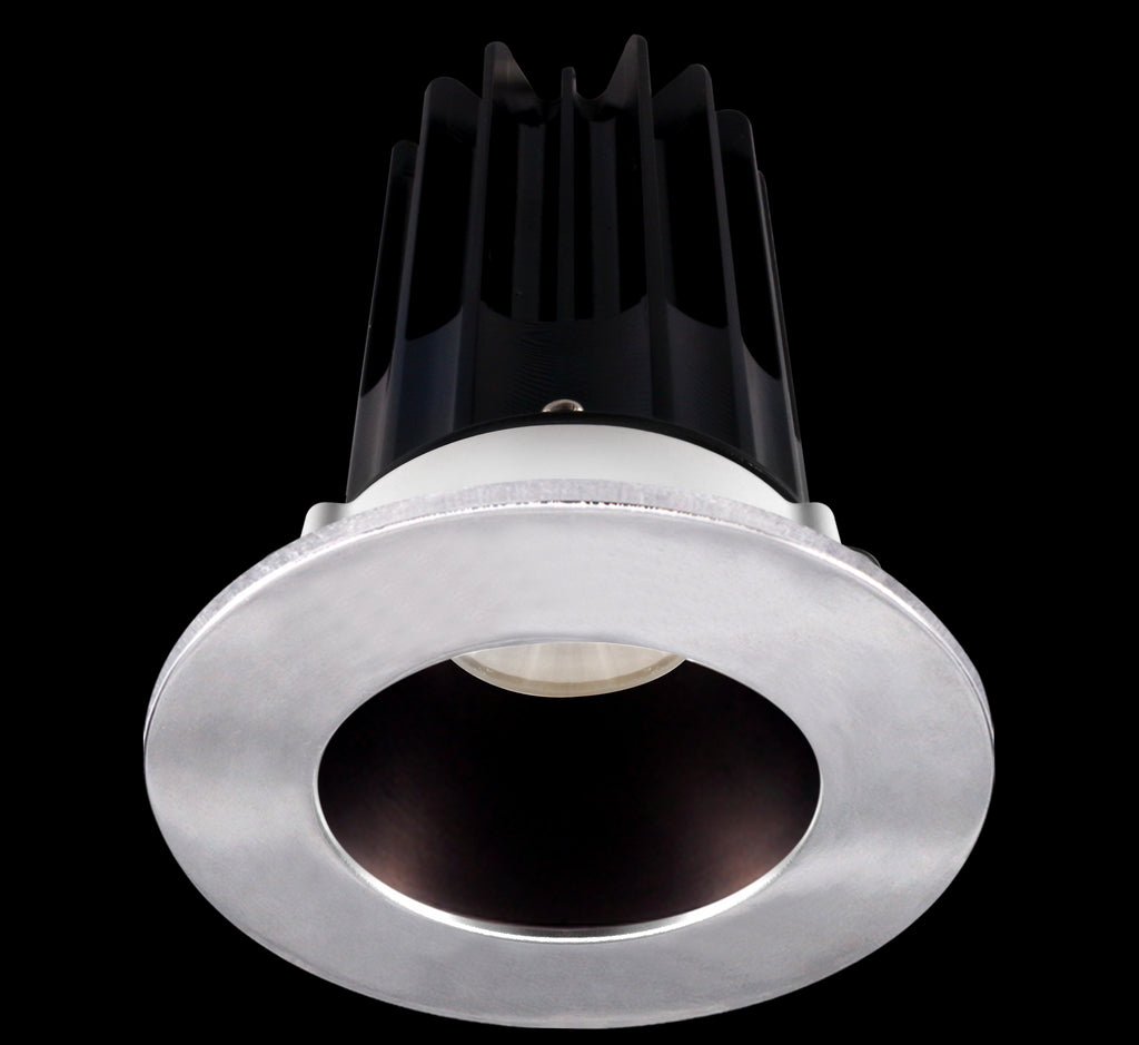 Lotus LED 2 Inch Round Recessed LED 15 Watt High Output Designer Series - 4000 Kelvin - 24 Degree Beam Spread - Bronze Reflector - Trim Chrome