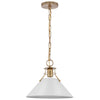 Satco 60/7524 Outpost - 1 Light - Medium Pendant - Matte White with Burnished Brass