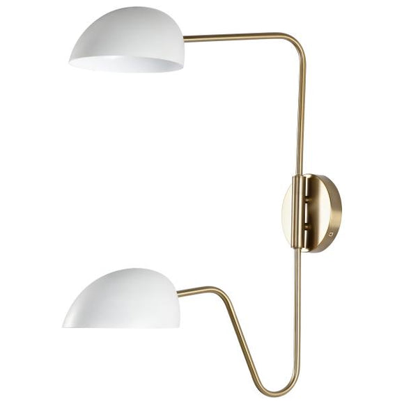 Satco 60/7394 Trilby - 2 Light - Wall Sconce Matte White with Burnished Brass
