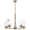 Satco 60/7535 Intersection - 5 Light - Chandelier - Burnished Brass with Clear Glass