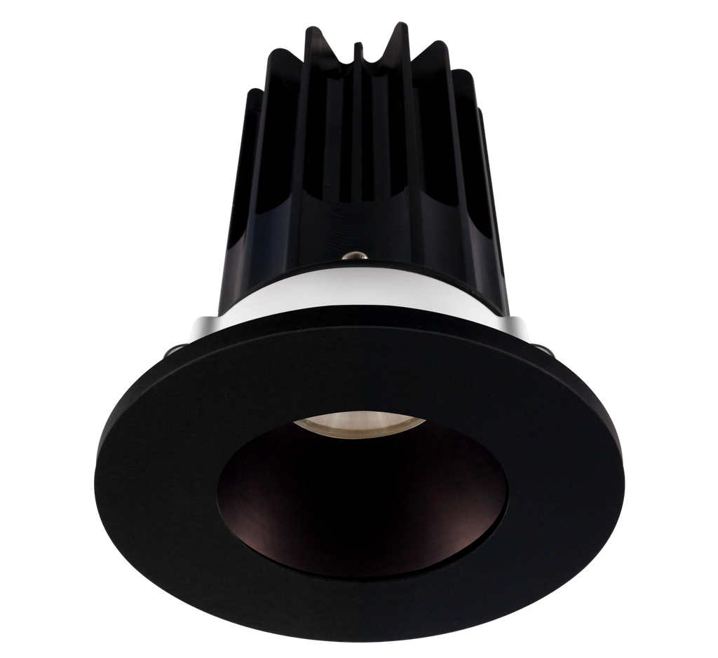 2 Inch Recessed LED Downlight - 8 Watt - 3000 Kelvin - 600 Lumen - Bronze Reflector - Round Black Trim - 38 Degree Beam Angle - Type IC Damp - Air-Tight - Energy Star - T24 - CRI 90+