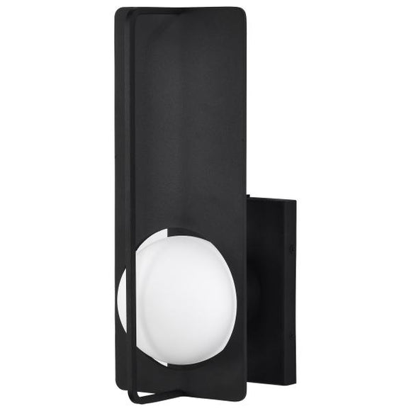Satco 62/1609 Portal - 6W LED - Medium Wall Lantern - Matte Black with White Opal Glass