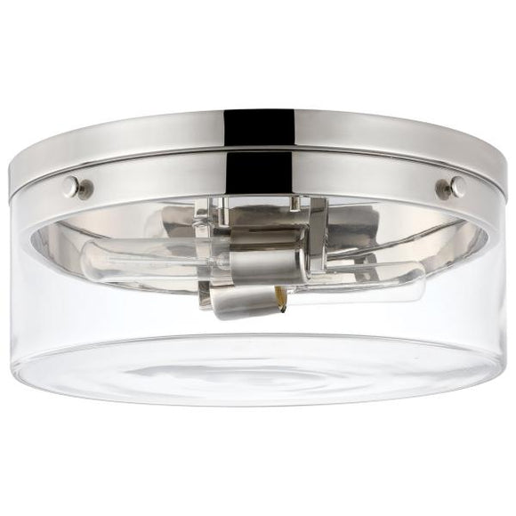 Satco 60/7636 Intersection - Small Flush Mount Fixture - Polished Nickel with Clear Glass